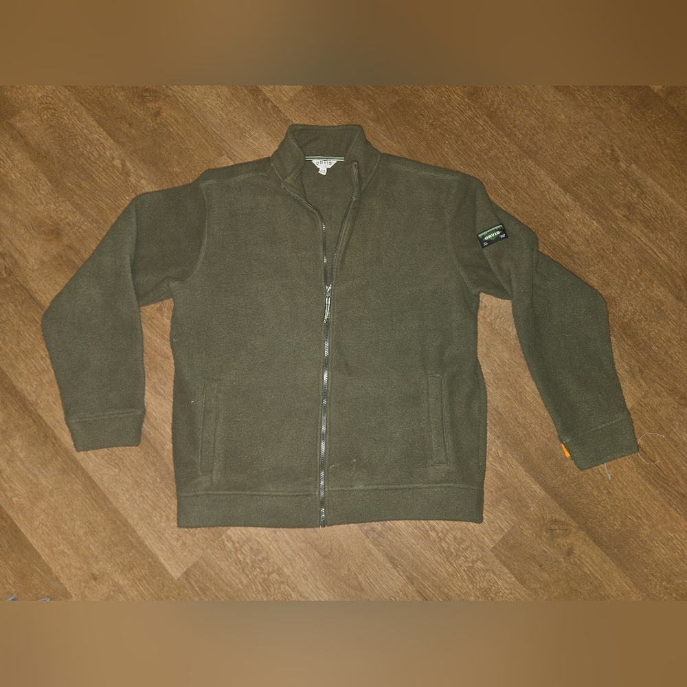 Mens Orvis Forest Green Zip-Up Fleece Jacket Size Medium